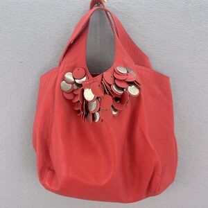 ELISA ATHENIENSE BRASIL -women’s medium Tote genuine leather handbag pink salmon